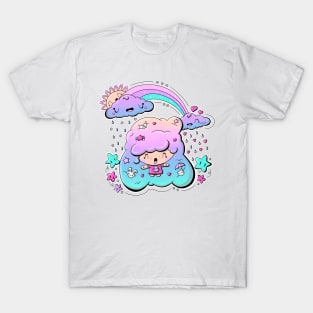 Cute rain bubble head girl in kawaii style T-Shirt